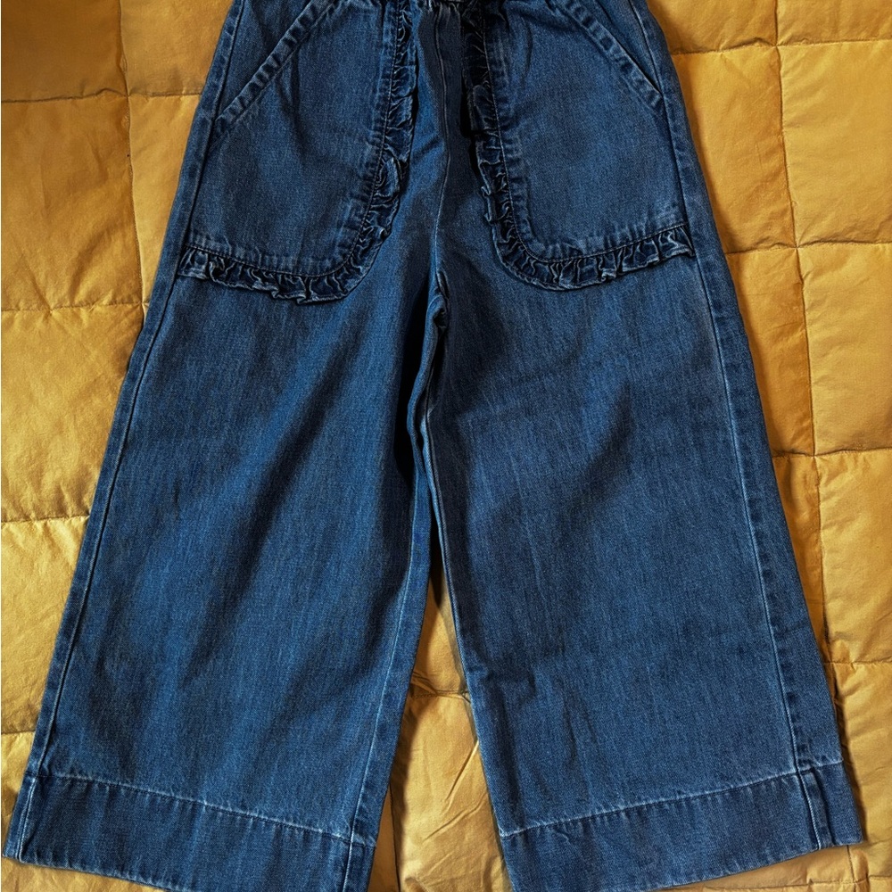 Hanna Andersson Wide Leg Kids Jeans with Ruffle Pockets NWOT